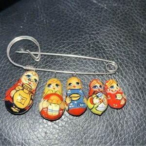 Colorful Russian Nesting Doll Brooch